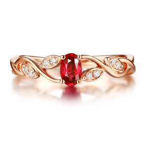 Red Ruby and Diamond Vintage Design 14k Rose Gold Ring
