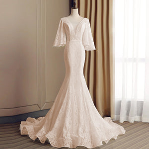 Elegant Mermaid Wedding Dress Backless Luxury Bridal Dress