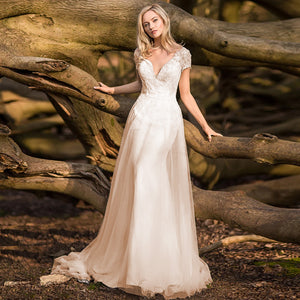 Playa V-neck Beach Wedding Dress Backless Elegant Luxury Bridal Gown