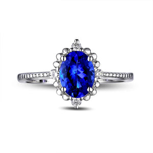 Violet Blue 1.28ct Tanzanite Diamonds 14k Gold  Ring