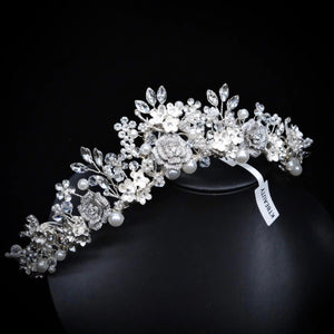 Pearl Flowers Bridal Crown Tiaras