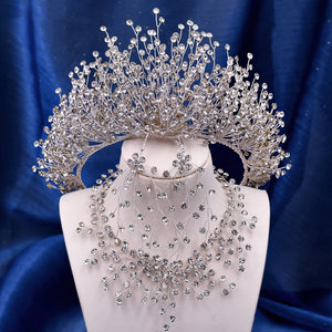 Handmade Headwear Retro Bride Crown Shiny Rhinestone Wedding Headwear