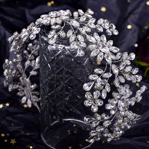Luxury Wedding Hair Accessories Silver Rhinestones Bridal Headband Women Headdress