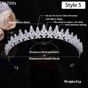 Floral CZ Bridal Crown - Wedding & Party Tiara