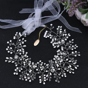 Pearl & Flower Bridal Hair Vine Headband