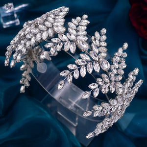 Bridal Headband Crown Crystal Leaf Bridal Wedding Hair Accessories