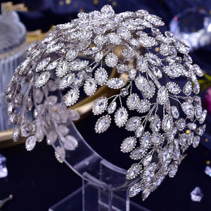 Luxury Wedding Hair Accessories Silver Rhinestones Bridal Headband Women Headdress