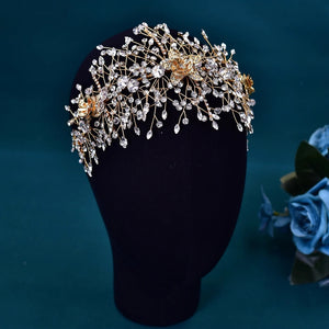 Bridal Alloy Flower Headdress Hair Accessories for Bride Rhinestone Handmade Headband