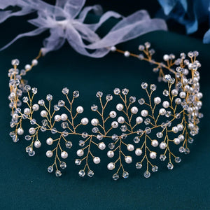 Pearl Bridal Headband Handcrafted Wedding Headdress