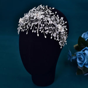 Bridal Alloy Flower Headdress Hair Accessories for Bride Rhinestone Handmade Headband