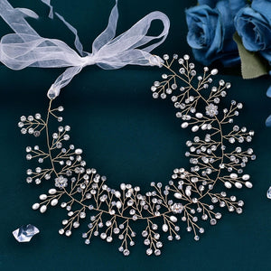 Bridal Tiara Pearls Rhinestone Headpiece Jewellery Wedding Headdress