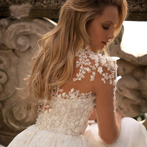 Sexy Sweetheart Long Sleeve Lace Vintage Wedding Dresses Princess A-Line Bridal Gown