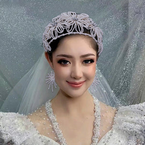 Bridal Beaded Headband Wedding Headpiece Pearl Bridal Flower Hair Ornaments