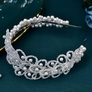 Elegant Pearls Bridal Hair Band Handmade Beaded Wedding Accessories