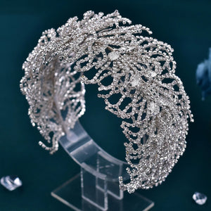 Exquisite Rhinestone Alloy Leaf Wedding Tiara Headband