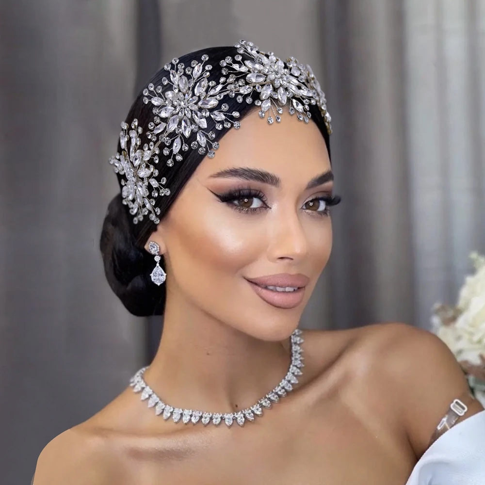 Bridal Headband Crystal Floral Wedding Hair Accessories