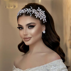 Alloy Leaf Bridal Headband with Comb – Wedding Hair Accessory