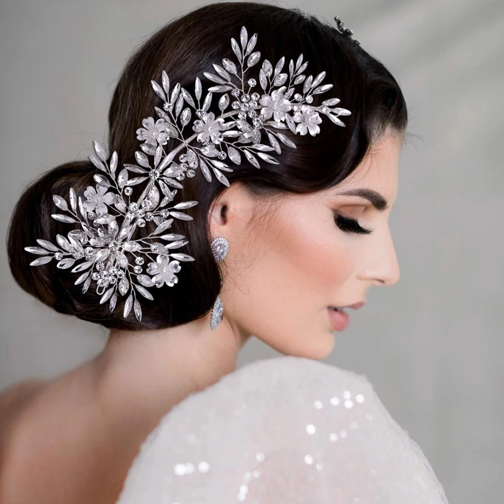 Wedding Hair Accessories Full Crystal Hair Jewellery Headpiece Handmade Bridal Tiara
