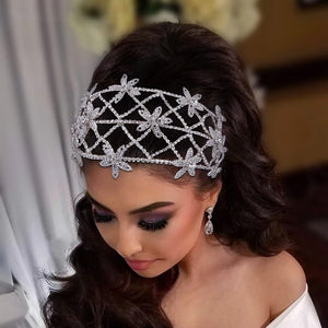 Shiny Floral Bridal Crown Wedding Headband Women Tiara Bridal Hair Accessories