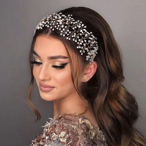 Elegant Bridal Headband with Pearls & Rhinestones