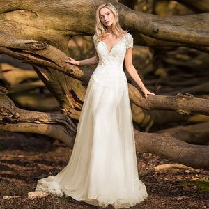 Playa V-neck Beach Wedding Dress Backless Elegant Luxury Bridal Gown