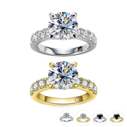 AnuJewel 4.3cttw D Color Moissanite Engagement Rings 925 Sterling Silver 18k Gold Plated Lab Created Diamond Wedding Band Rings