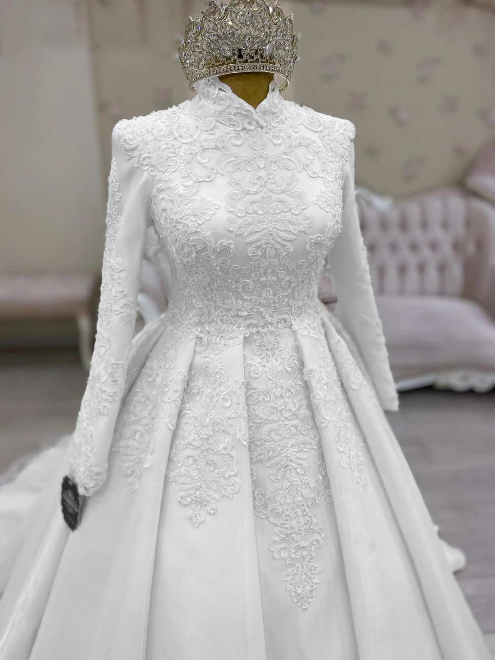 islamic wedding dresses for women Luxury Lace Appliques Muslim Wedding Dresses 2024 For Women Long Sleev – Elsi John