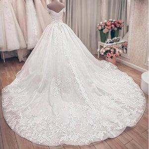 Beading Appliques Ball Gown Wedding Dress Off Shoulder Luxury Bridal Gown