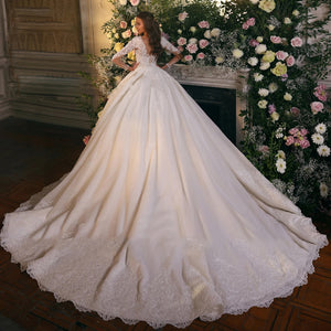 Vintage A-Line  Wedding Dress Sweetheart Neck Long Sleeve Bridal Gown