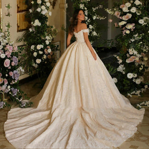 Glamorous Ball Gown Wedding Dress Sweetheart Off The Shoulder Bridal Gown