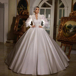 Luxury Two Pieces Ball Gown Wedding Dress With Detachable Long Sleeve Jacket