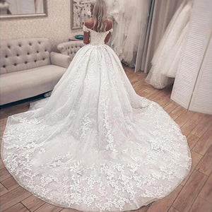 Beading Appliques Ball Gown Wedding Dress Off Shoulder Luxury Bridal Gown