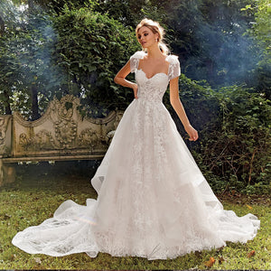 Sweetheart Neck Vintage A-Line Wedding Dress Beading Appliques Luxury Bridal Gown