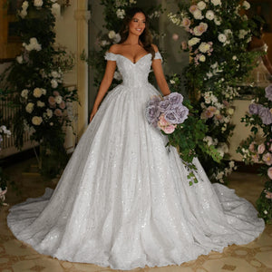 Glamorous Ball Gown Wedding Dress Sweetheart Off The Shoulder Bridal Gown
