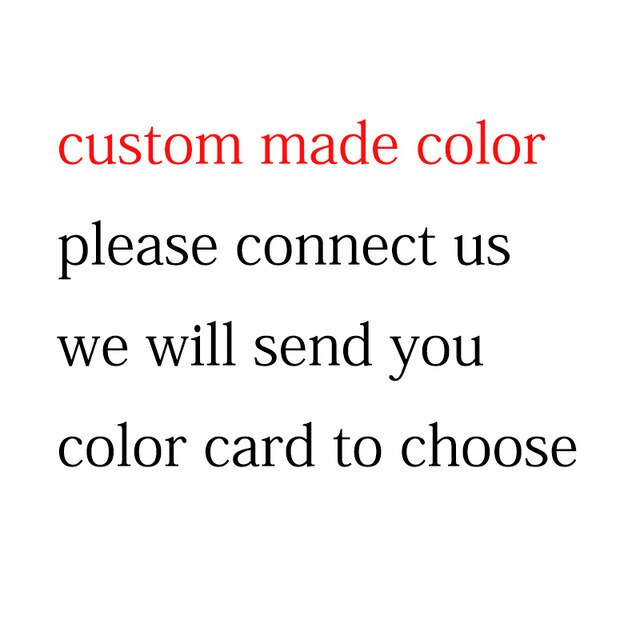 A text graphic stating that custom colors are available and inviting customers to connect for a color card selection.