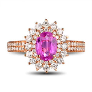 1.02ct Pink Sapphire 0.65ct Natural Diamond Engagement Ring