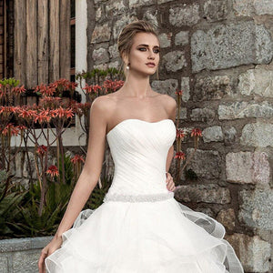 Princess Ball Gown Wedding Dress Shiny Beading Crystal Waist Pleat