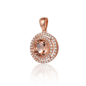 Morganite Diamond Real 14k Rose Gold Necklace