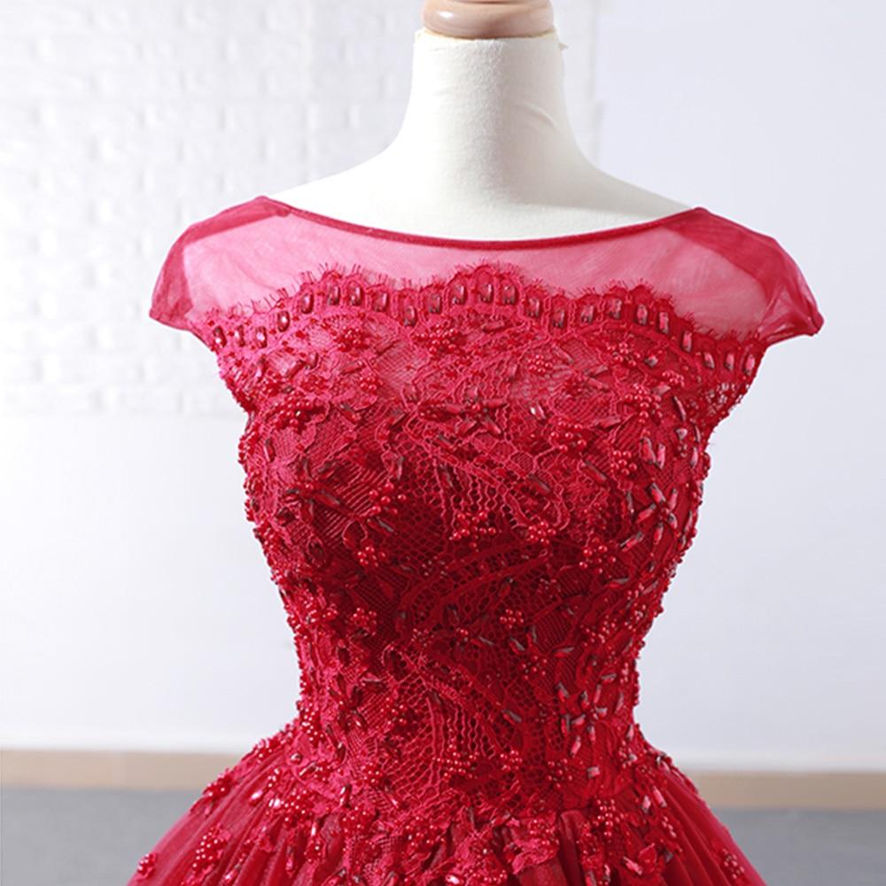 Elegant Long Ball Gown Beading Crystal Red Wedding Dress Evening Gown