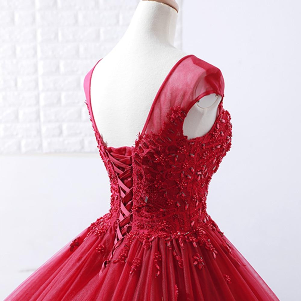 Elegant Long Ball Gown Beading Crystal Red Wedding Dress Evening Gown