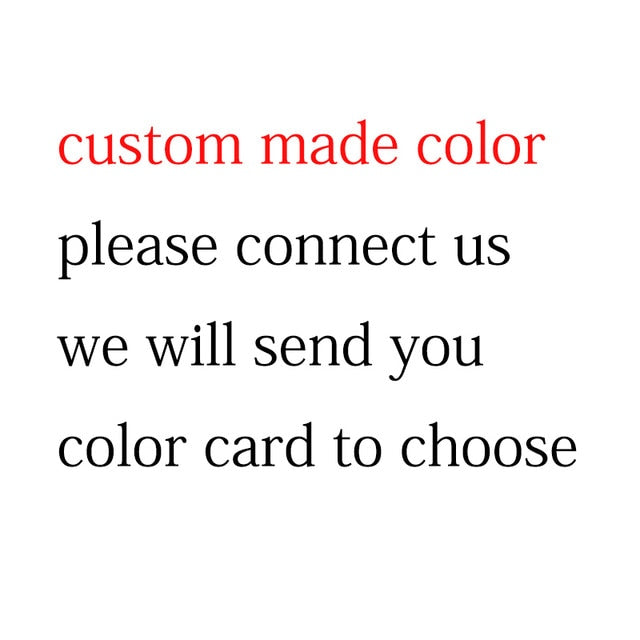 A text graphic indicating that custom colors are available and inviting customers to connect for a color card selection.