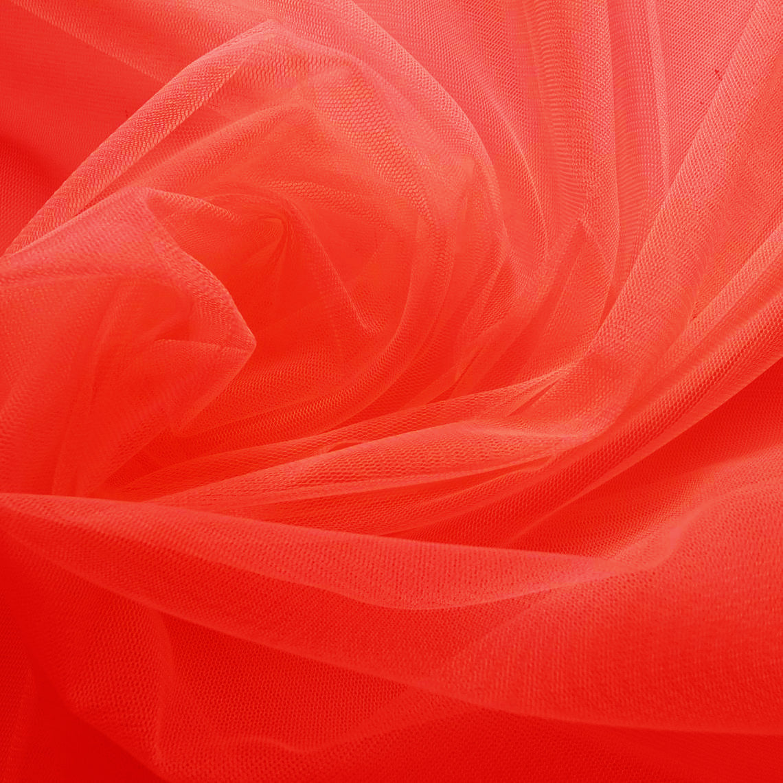 A professional mannequin display of an elegant V-neck red bridal gown with a shimmering, layered A-line skirt.