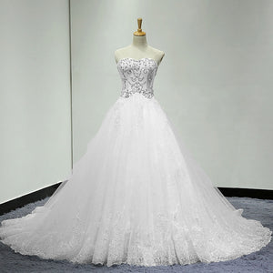 New Special Sparkly Beading Crystal Sequins A-line Wedding Dress