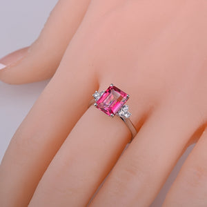 Pink Topaz Diamond Ring White Gold 2.78ct
