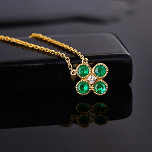 Emerald Green Diamond 18K Gold Chain Necklace