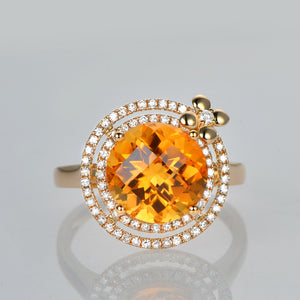 Citrine Diamond Ring 4.06ct 14k Yellow Gold Ring