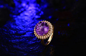 Amethyst 6.85ct 14k Gold Natural Diamond Ring