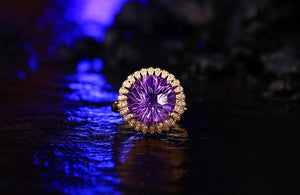 Amethyst 6.85ct 14k Gold Natural Diamond Ring