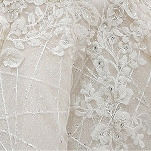 Ball Gown V-neck Elegant Appliques Lace Flowers Princess Wedding Dress