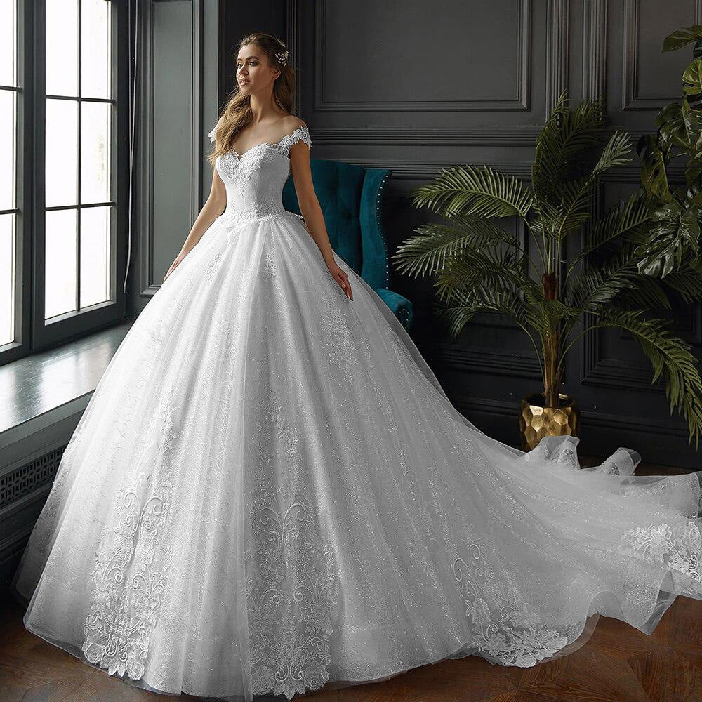 Princess Ball Gown Wedding Dress Shiny Bridal Gown